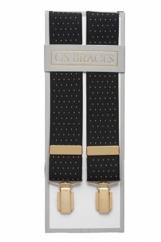 Black Trouser Braces with Small White Polka Dots